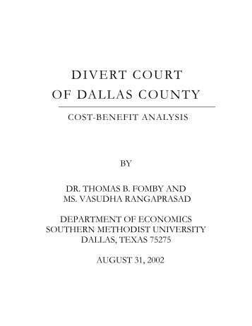 Cost Benefit Analysis of Dallas County DIVERT Court