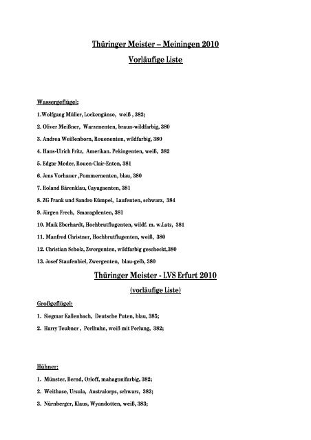 ThÃ¼ringer Meister â Meiningen 2010 VorlÃ¤ufige Liste ThÃ¼ringer ...