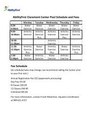 AbilityFirst Claremont Center Pool Schedule and Fees Fee Schedule