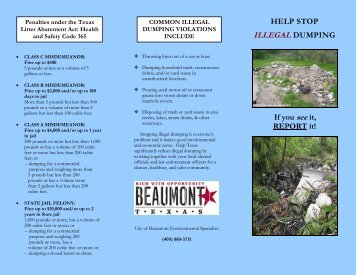 Illegal Dumping Brochure - City of Beaumont