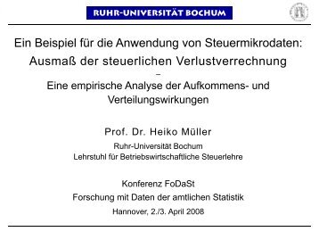 AusmaÃ der steuerlichen Verlustverrechnung - RatSWD