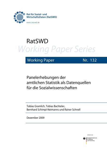 Panelerhebungen der amtlichen Statistik als ... - RatSWD