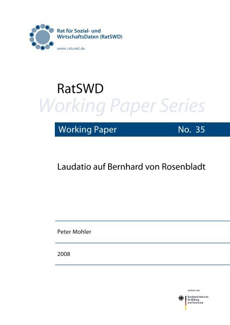 Laudatio auf Bernhard von Rosenbladt - RatSWD