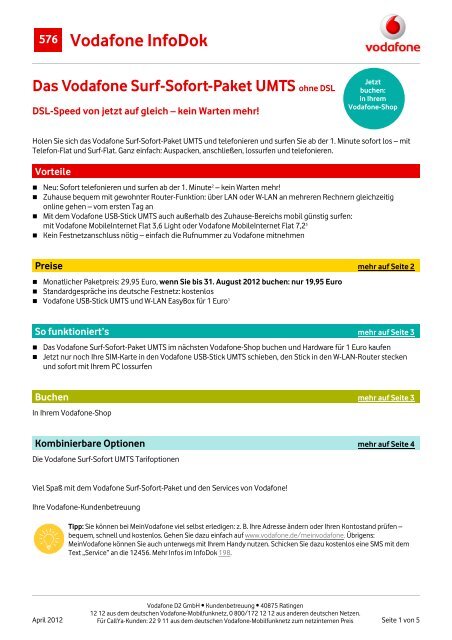 Infodok 576 Vodafone Surf Sofort Paket Umts Ohne Dsl