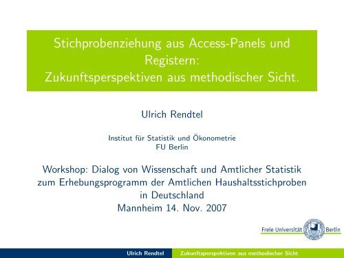 Stichprobenziehung aus Access-Panels und Registern ... - RatSWD