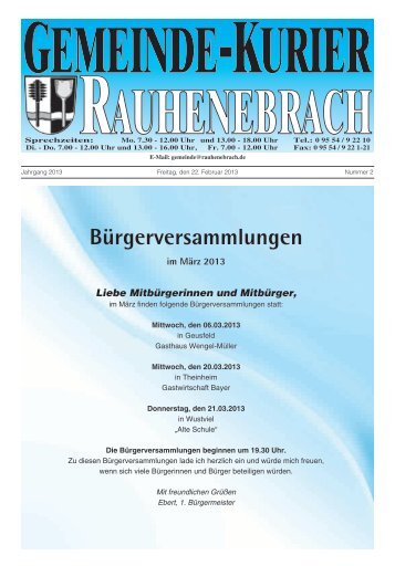 BÃ¼rgerversammlungen - Gemeinde Rauhenebrach