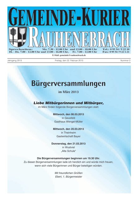 BÃ¼rgerversammlungen - Gemeinde Rauhenebrach