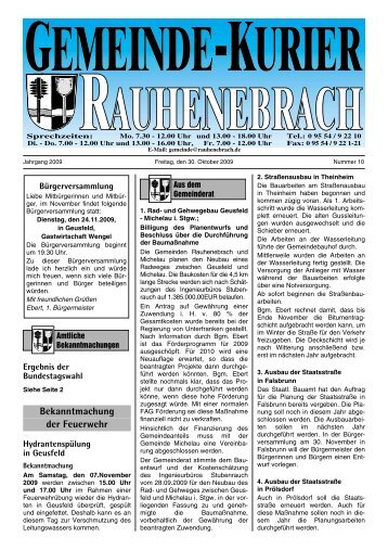 Bekanntmachung der Feuerwehr - Gemeinde Rauhenebrach