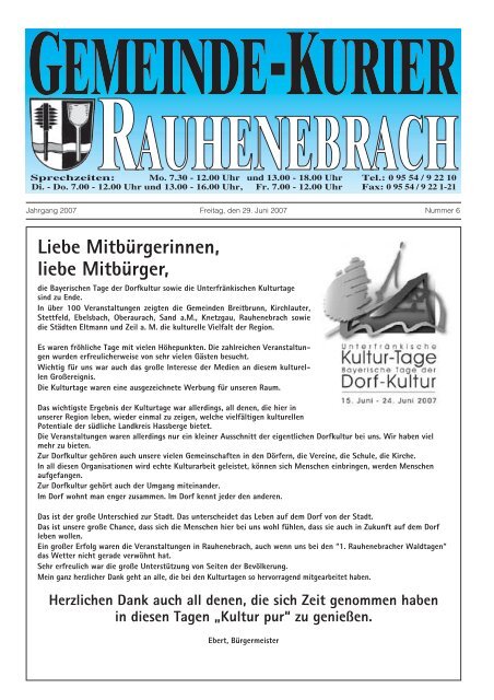 Liebe MitbÃ¼rgerinnen, liebe MitbÃ¼rger, - Gemeinde Rauhenebrach