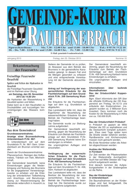 Bekanntmachung der Feuerwehr - Rauhenebrach