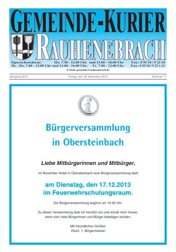 BÃ¼rgerversammlung in Obersteinbach - Rauhenebrach