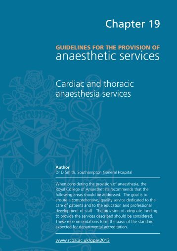 Guidance on the provision of cardiac and thoracic anaesthesia ...