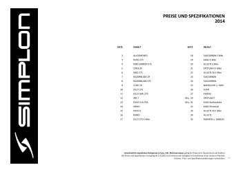 PREISE UND SPEZIFIKATIONEN 2014 - Bike-Point