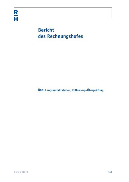 ÖBB: Langsamfahrstellen; Follow-up-Überprüfung - Der ...