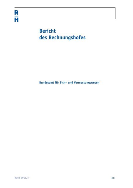 Bundesamt für Eich- und Vermessungswesen - Der Rechnungshof
