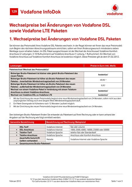 Infodok 129: Wechselpreise bei,