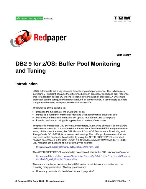 DB2 9 for z/OS: Buffer Pool Monitoring and Tuning - IBM Redbooks