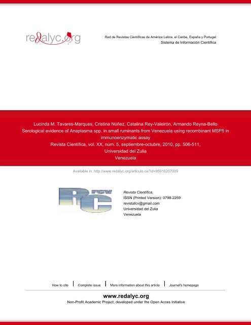 Redalyc.Serological evidence of Anaplasma spp. in small ruminants ...