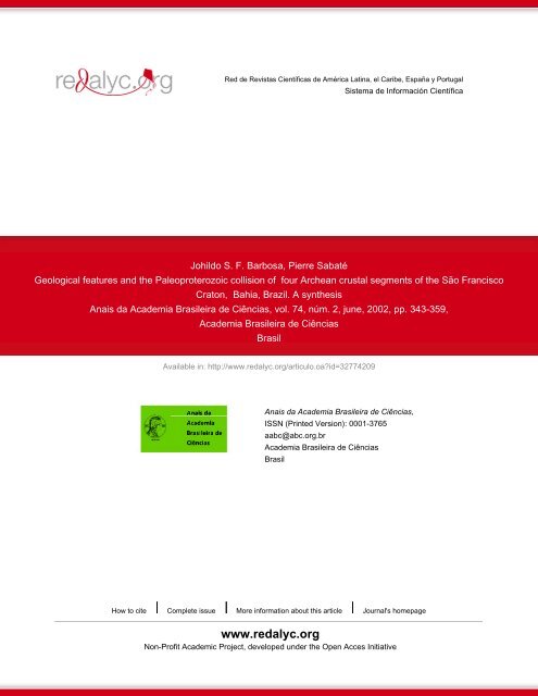 Redalyc.Geological features and the Paleoproterozoic collision of ...