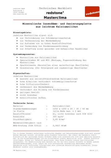 Technisches Merkblatt Masterclima - Redstone