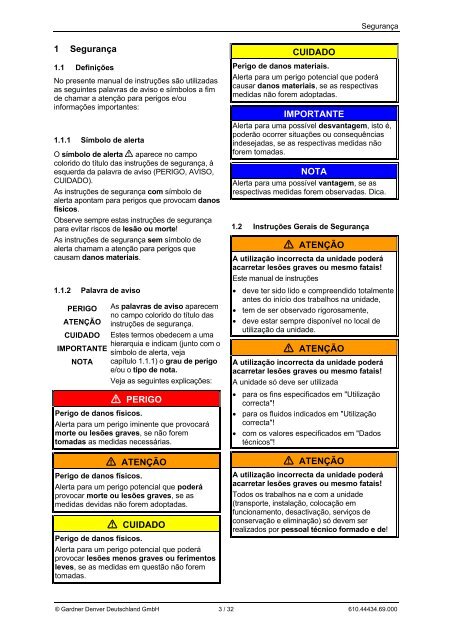 Manual de instruções G-BH1, G-BH9 - Elmo Rietschle