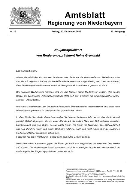 Amtsblatt - Die Regierung von Niederbayern