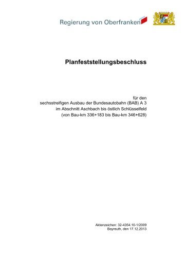 Planfeststellungsbeschluss - Regierung von Oberfranken - Bayern