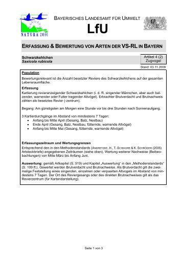 erfassung &bewertung von arten der vs-rlin bayern - Regierung von ...