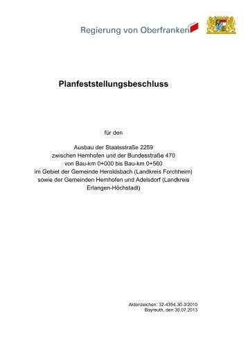 Planfeststellungsbeschluss vom 30.07.2013 - Regierung von ...