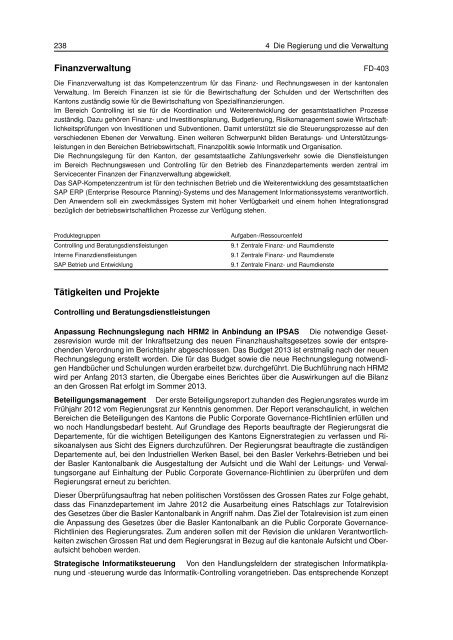 Jahresbericht 2012 - Regierungsrat - Kanton Basel-Stadt