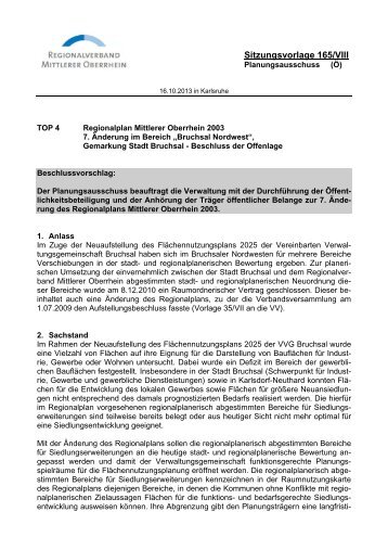 Vorlage Nr. 165/VIII an den PA - Regionalverband Mittlerer Oberrhein