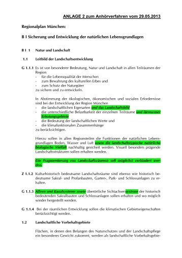 Ziele und Grundsätze - Regionaler Planungsverband München
