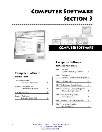Computer Software Section 3 - Assured Locksmith Tool and Supply