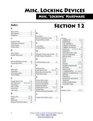 Misc. Locking Devices - Assured Locksmith Tool and Supply