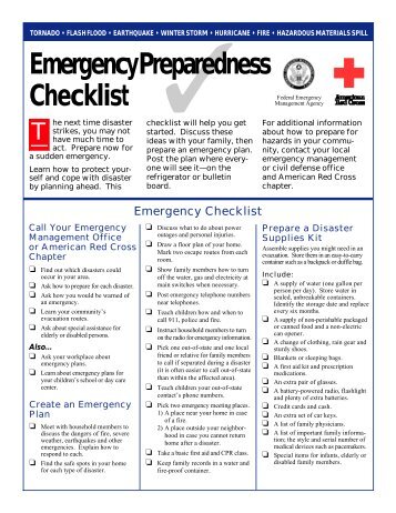 FEMA Emergency Preparedness Checklist - Region 5/6