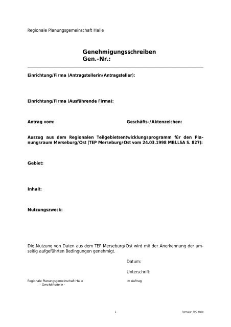 Genehmigungsschreiben Gen.-Nr.: - bei Regionale-Planung.de