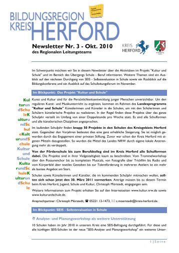 Newsletter Nr. 3 - Okt. 2010 - Regionale Bildungsnetzwerke