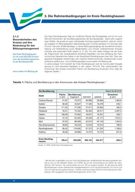 Bildungsbericht Kreis Recklinghausen 2011 - Regionale ...