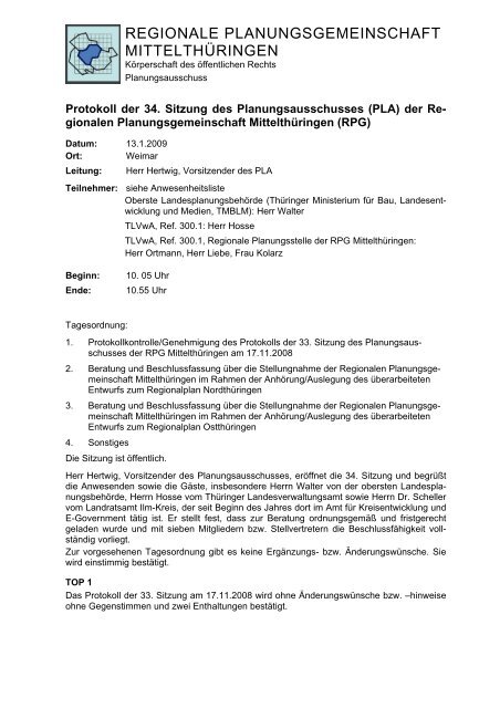 Bericht - Regionale Planungsgemeinschaften in Thüringen