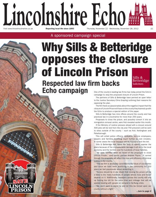 Why Sills & Betteridge opposes the closure of Lincoln Prison