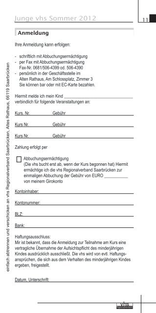 Sommer[ programm 2011 - Regionalverband SaarbrÃ¼cken