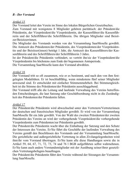 Satzung des Vereins âZukunft SaarMoselle Avenirâ Statuts de l ...