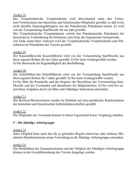 Satzung des Vereins âZukunft SaarMoselle Avenirâ Statuts de l ...