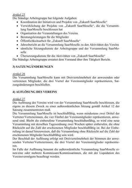 Satzung des Vereins âZukunft SaarMoselle Avenirâ Statuts de l ...
