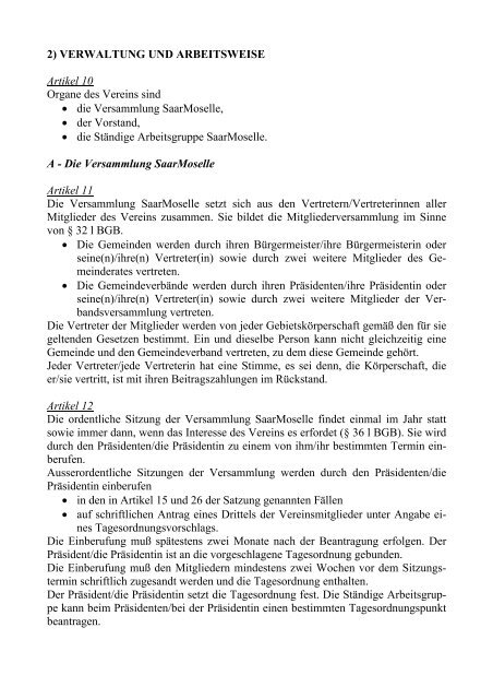 Satzung des Vereins âZukunft SaarMoselle Avenirâ Statuts de l ...