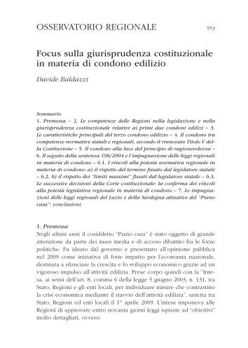 Focus sulla giurisprudenza costituzionale in materia di condono ...