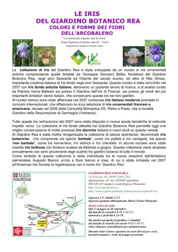 LE IRIS DEL GIARDINO BOTANICO REA - Regione Piemonte