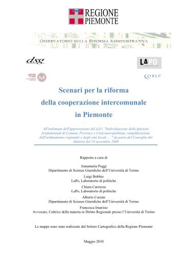 Scenari per la riforma della cooperazione intercomunale in Piemonte