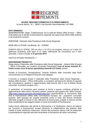 201211267_avviso tirocinio formativo e di orientamento - Regione ...