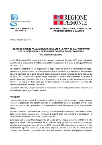 VERBALE DI ACCORDO - Regione Piemonte